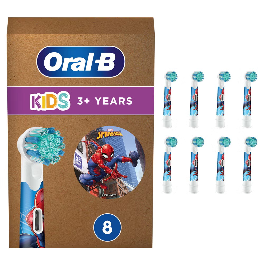 Oral-B Kids Spiderman Toothbrush Heads – Pack of 8 Image 1