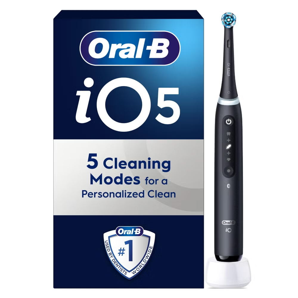 Oral-B iO 5 Black Electric Toothbrush, 1 Toothbrush Head, Designed By Braun Image 1