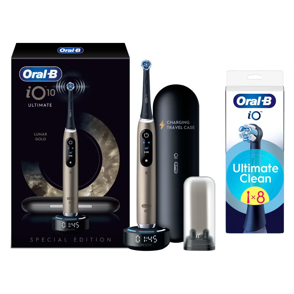 Oral-B iO10 Lunar Gold Limited Edition Electric Toothbrush +8 Toothbrush Heads Image 1