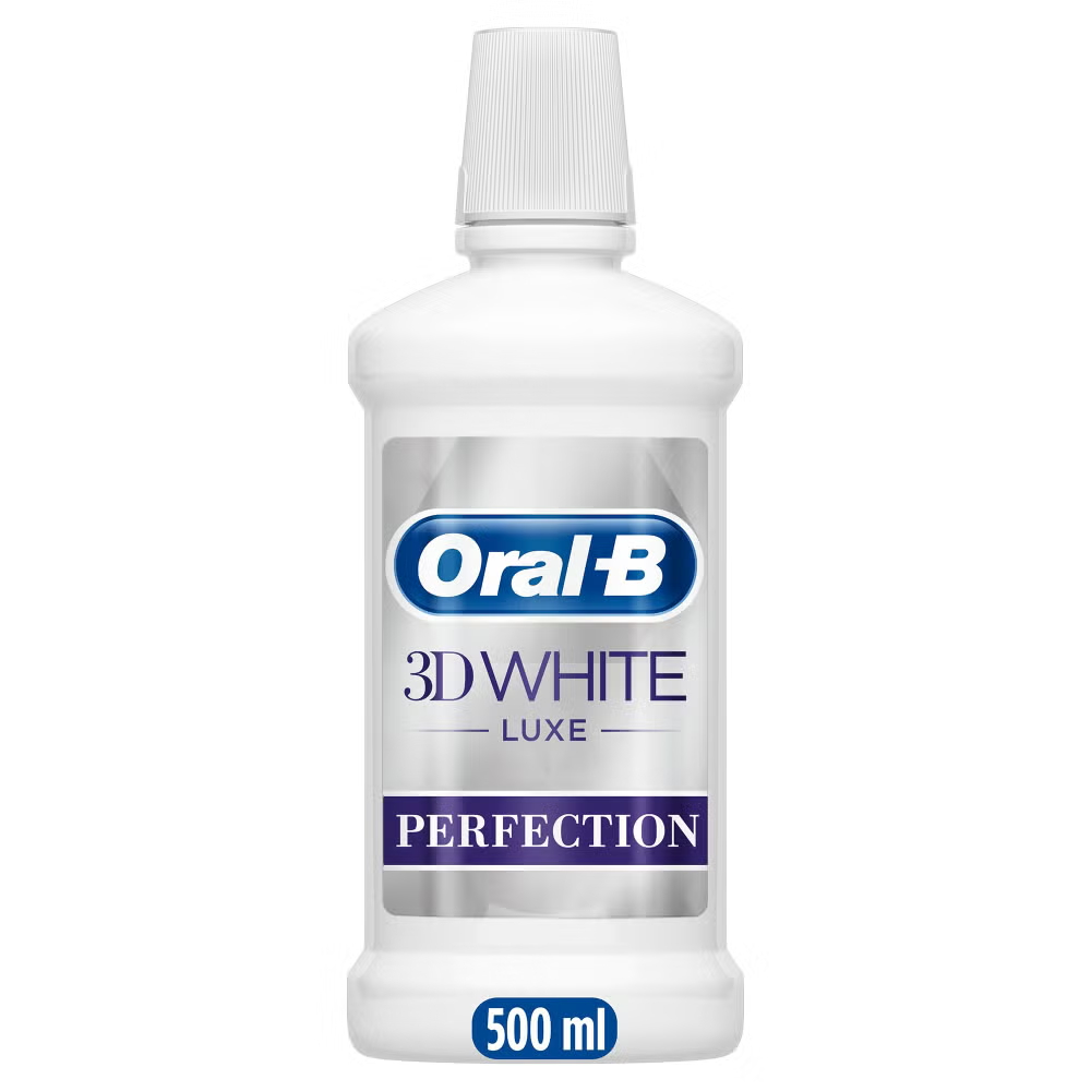Oral-B 3D White Luxe Perfection Mouthwash 500 ml, Alcohol Free Image 1