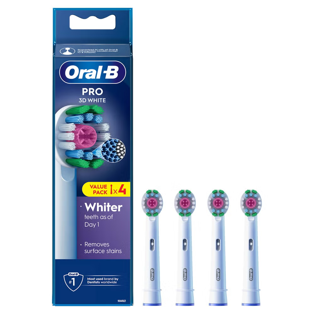 Oral B 3D White Toothbrush Head, 4 pack Image 1