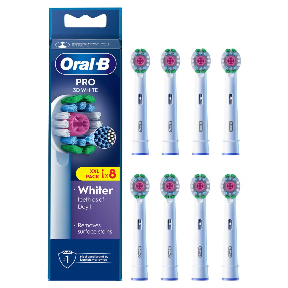 Oral B 3D White Toothbrush Head, 8 pack Image 1