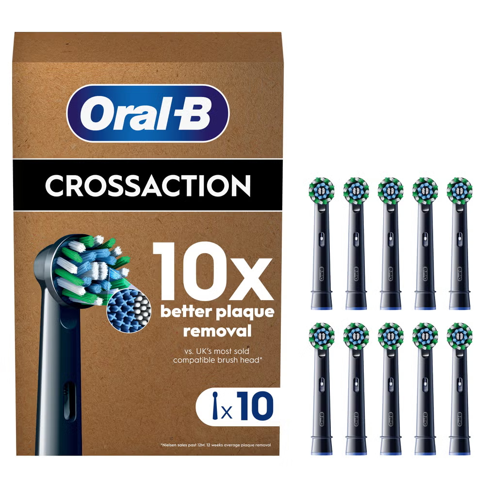 Oral B CrossAction Black Toothbrush Head, 10 pack Image 1