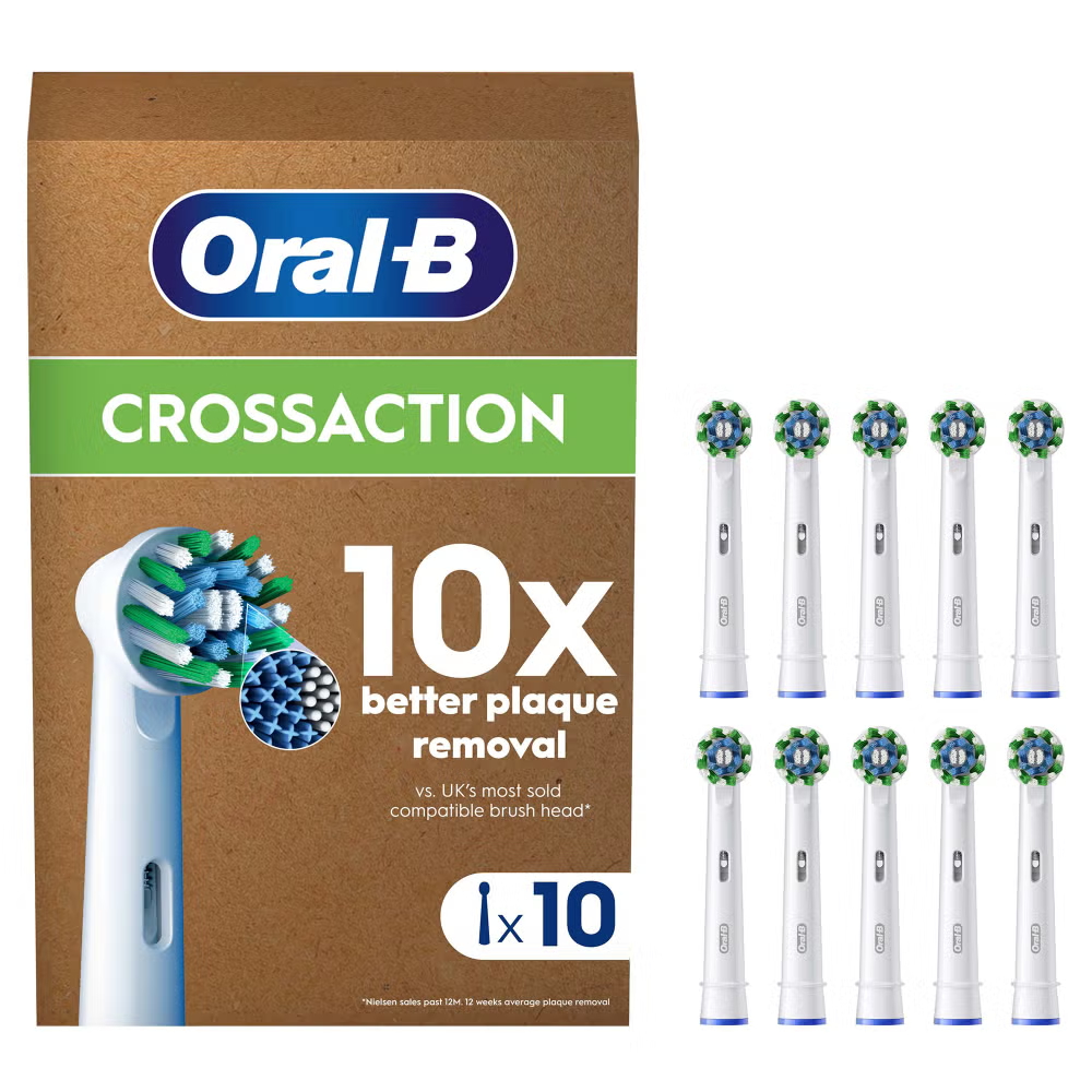 Oral B CrossAction White Toothbrush Head, 10 pack Image 1