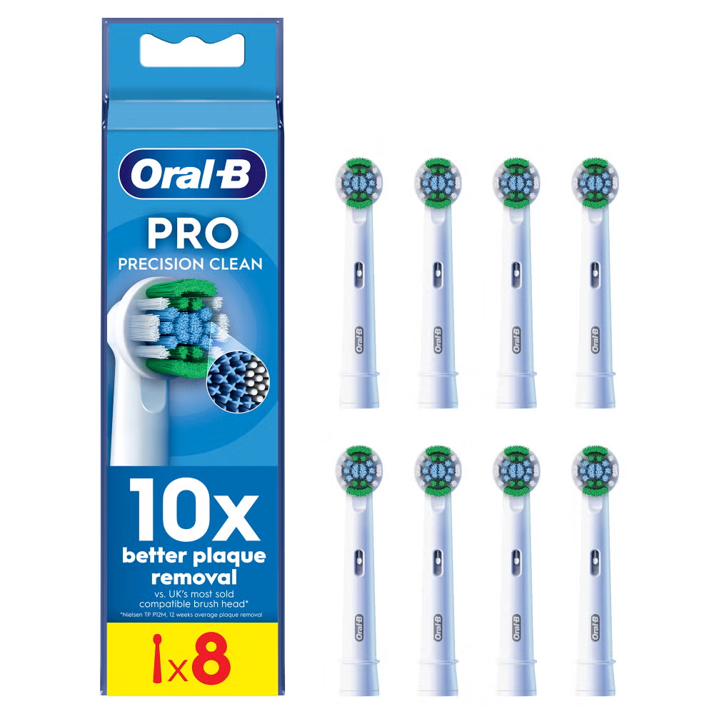 Oral B Precision Clean White Toothbrush Head, 8 pack Image 1