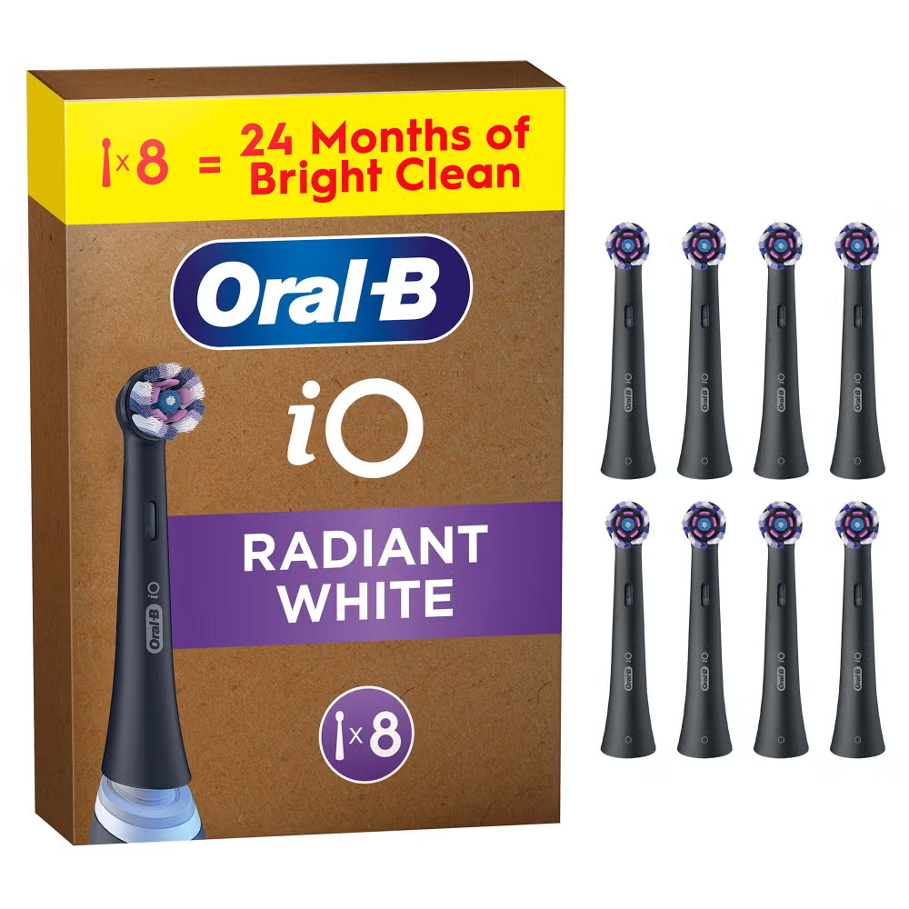 Oral-B iO Series Radiant White Black, Original Brush Heads for Teeth Whitening, 8 Image 1