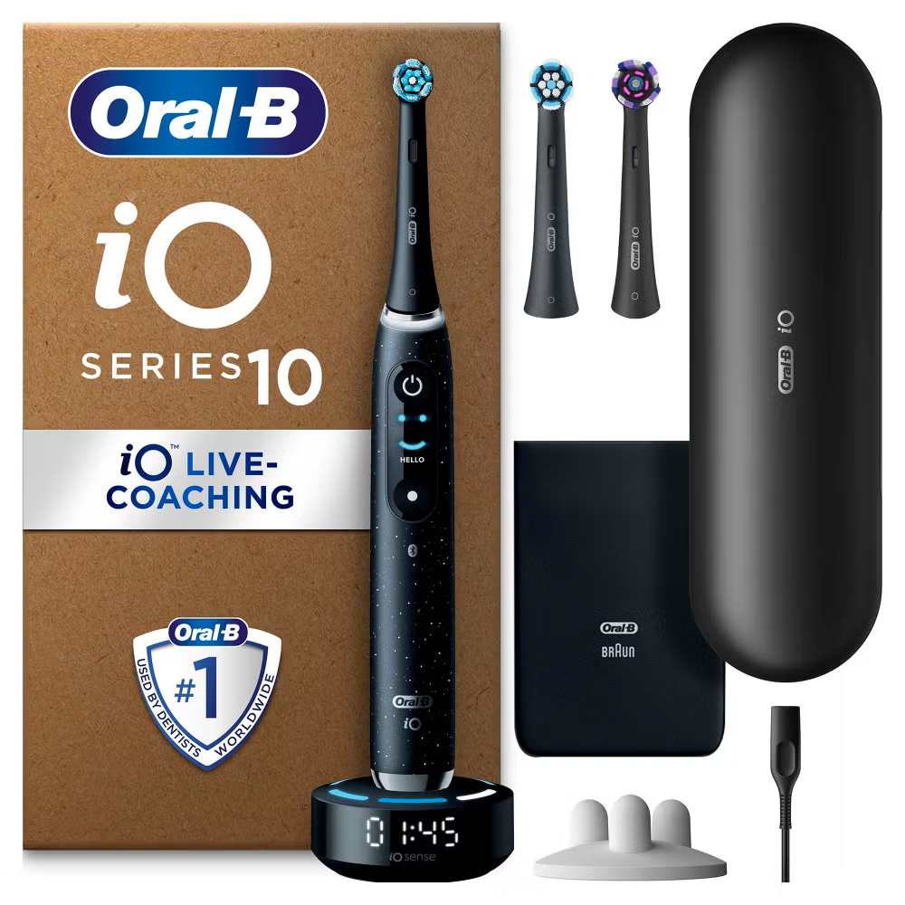 Oral B iO10 Electric Toothbrush Cosmic Black with 2ct Extra Refills Image 1