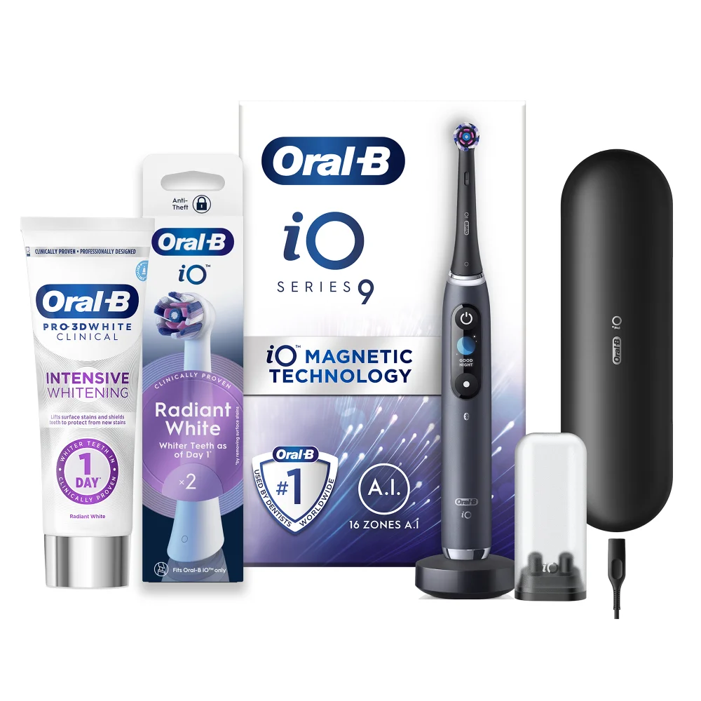 Oral-B iO9 Whitening Bundle with 2ct White Brush Heads Image 1